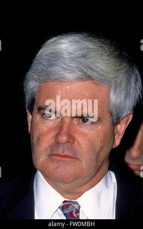 Washington, DC, USA, 1994 Kongressabgeordnete Newt Gingrich. Er als Mitglied der Republikanischen Partei Georgiens 6. Kongreßbezirk von 1979 bis zu seinem Rücktritt im Jahr 1999 dargestellt, und diente als der 58. Sprecher des Repräsentantenhauses der Vereinigten Staaten von 1995 bis 1999. Gingrich war ein Kandidat für die Präsidentschaftsnominierung der 2012-Republikanische Partei. Bildnachweis: Mark Reinstein Stockfoto