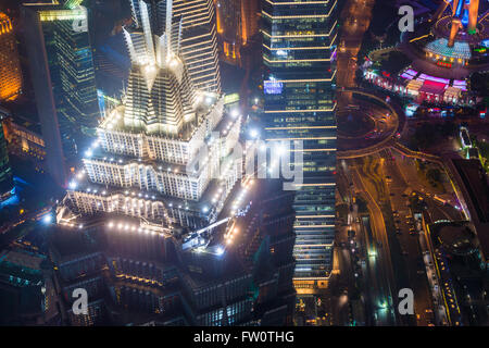Shanghai Pudong-Skyline bei Nacht, Jinmao Tower Stockfoto
