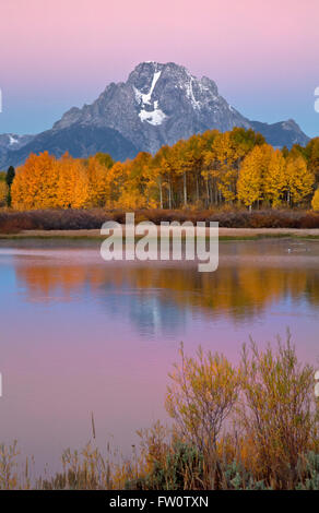 WY01431-00... WYOMING - Dawn an den Ufern des Snake River von Oxbow Bend im Grand Teton National Park. Stockfoto