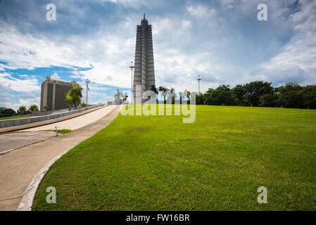 Havanna, Kuba - 22. September 2015: Revolutionsplatz mit Jose Marti Denkmal in Havanna, Kuba-Hauptstadt. Platz ist 31. größte c Stockfoto