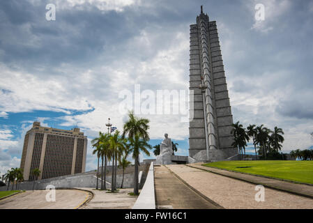 Havanna, Kuba - 22. September 2015: Revolutionsplatz mit Jose Marti Denkmal in Havanna, Kuba-Hauptstadt. Platz ist 31. größte c Stockfoto