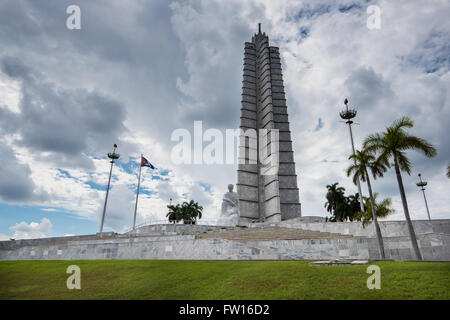 Havanna, Kuba - 22. September 2015: Revolutionsplatz mit Jose Marti Denkmal in Havanna, Kuba-Hauptstadt. Platz ist 31. größte c Stockfoto