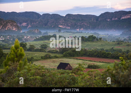 Berge-Landschaft der Mogote in Vinales Tal in Kuba. Stockfoto