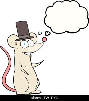 Freihändig gezeichnete Gedanken Bubble Cartoon Maus im Zylinder Stock Vektor