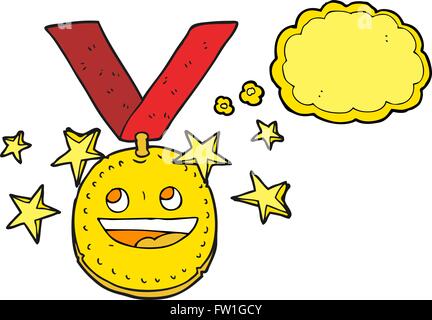 Freihändig gezeichnete Gedanken Bubble Cartoon happy Sport Medaille Stock Vektor