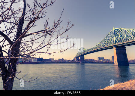 Jacques-Cartier Brücke in Montreal, bei Sonnenuntergang Stockfoto