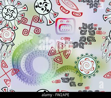 Nahtlose Hintergrund mit Drachen und indische Symbole der Sonne und des Himmels. EPS10 Vektor-Illustration. Stock Vektor