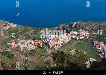 Agulo, gesehen vom Aussichtspunkt Mirador de Abrante, La Gomera, Kanarische Inseln, Spanien Stockfoto