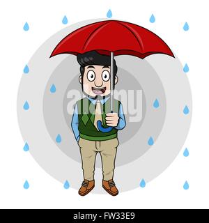 Business Man Holding Regenschirm Stock Vektor
