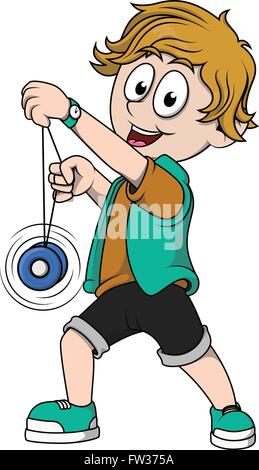 Jungen spielen yoyo Stock Vektor