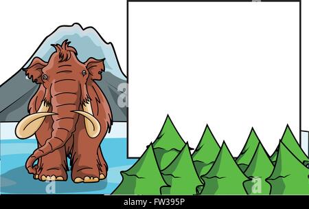 Mamoth am Eisberg mit Leerzeichen Stock Vektor