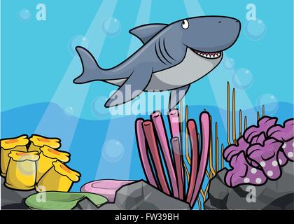 Hai Unterwasser-Szene Stock Vektor