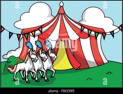 Weißes Pferd Zirkus Attraktion Stock Vektor