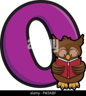 O für Eule-Vektor-Illustration Stock Vektor