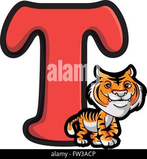 T für Tiger-Vektor-illustration Stock Vektor