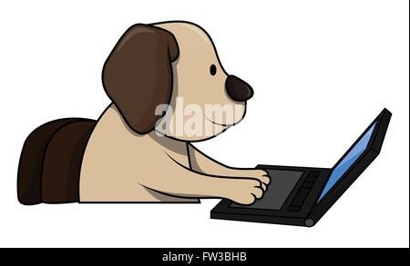 Hund mit computer Stock Vektor