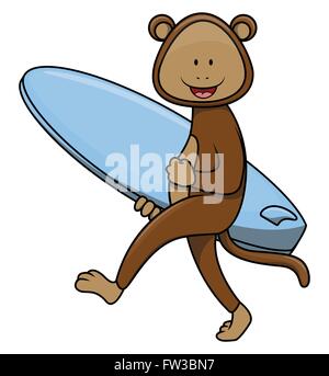 Affe Surfer Cartoon illustration Stock Vektor