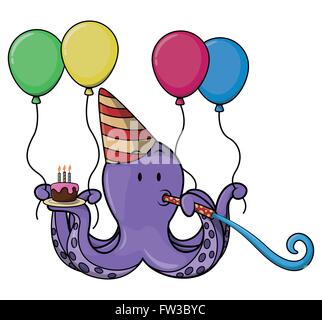Oktopus-Geburtstags-party Stock Vektor