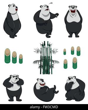 Panda-Zeichensatz Sammlung Stock Vektor
