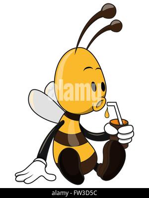Süße Biene Honig trinken Stock Vektor