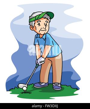 Alter Mann spielt Golf Stock Vektor
