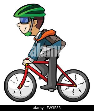 Arbeiter Reiten Fahrrad Stock Vektor