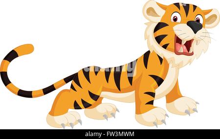 Niedlichen Tiger Cartoon brüllen Stock Vektor