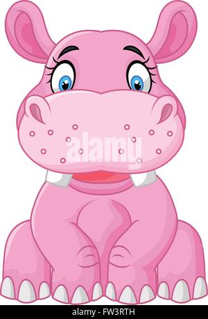 Cartoon happy Hippo sitzend Stock Vektor