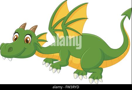 Cartoon grünen Drachen fliegen Stock Vektor