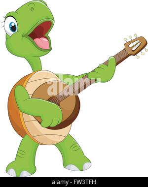 Cartoon-Schildkröte Gitarre spielen Stock Vektor