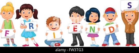 Cartoon Kinder mit leeren Zeichen Stock Vektor