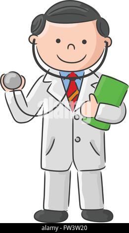 Arzt hält leere Zeichen und Stethoskop Stock Vektor
