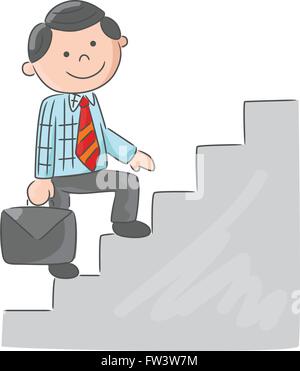 Cartoon Mann beim Treppensteigen Stock Vektor