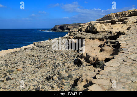 Interessanten geologischen Felsformationen bei Ajuy, Fuerteventura, Kanarische Inseln, Spanien Stockfoto