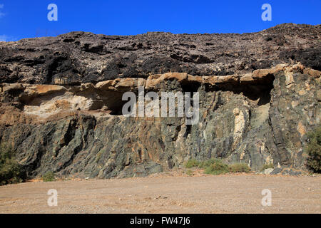 Interessanten geologischen Felsformationen bei Ajuy, Fuerteventura, Kanarische Inseln, Spanien Stockfoto