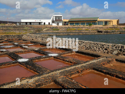 Verdunstung von Wasser in Salinen, Museo De La Sal, Salzmuseum, Las Salinas del Carmen, Fuerteventura, Kanarische Inseln, Spanien Stockfoto