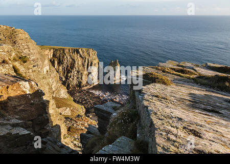 Blick auf den Zuckerhut Rock aus den Abgründen, Isle Of Man Stockfoto