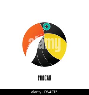 bunte, tropische Vogel-Symbol isoliert auf weißem Hintergrund. Vektor-Tukan-Logo-Design. Wild, niedlichen Vogel Charakter. beliebt, styliz Stock Vektor