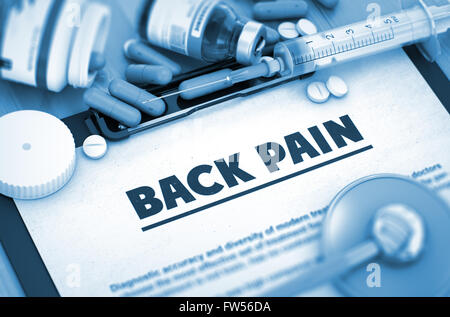 Rücken Sie Schmerzen im. Medizinisches Konzept. Stockfoto