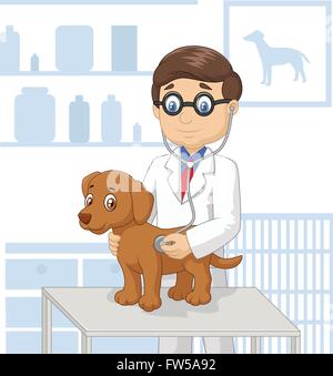 Tierärztliche Untersuchung Hund Cartoon Stock Vektor