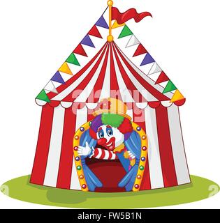 Cartoon Clown kommen aus Zirkus-Zelt Stock Vektor