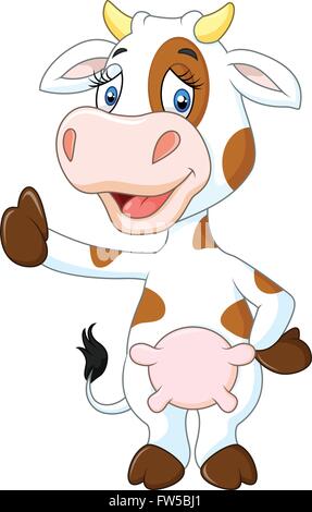 Glücklichen Kuh geben Daumen isoliert auf transparentem Hintergrund Stock Vektor