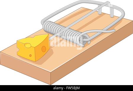 Cartoon kostenlose Käse in einer Mausefalle Stock Vektor
