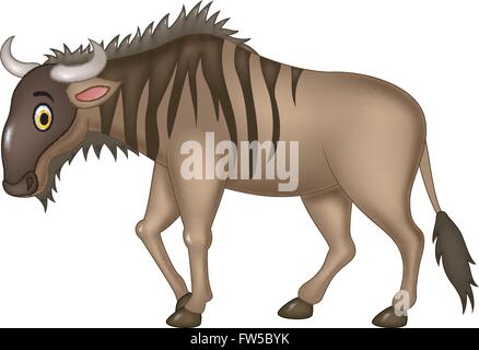 Cartoon liebenswert Gnus isoliert auf weißem Hintergrund Stock Vektor
