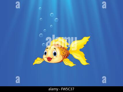 Cartoon-Goldfische Schwimmen im Wasser Stock Vektor