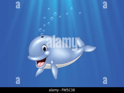 Cartoon-Wal im Meer schwimmen Stock Vektor