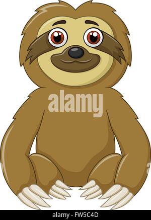 Karikatur lustige Faultier Tier sitzen Stock Vektor