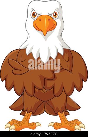Niedliche Adler Cartoon posiert isolierten auf weißen Hintergrund Stock Vektor