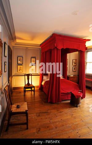 Händel-Haus-Museum, Himmelbett, Händels Schlafzimmer im Händel-Haus-Museum, 25 Brook Street, Mayfair, London W1, Heimat der Stockfoto