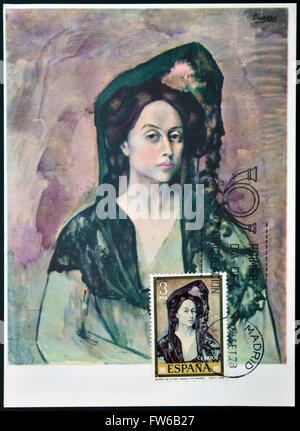 Spanien - CIRCA 1978: Briefmarke gedruckt in Spanien zeigt Porträt der Dame Kanäle von Pablo Picasso, ca. 1978 Stockfoto